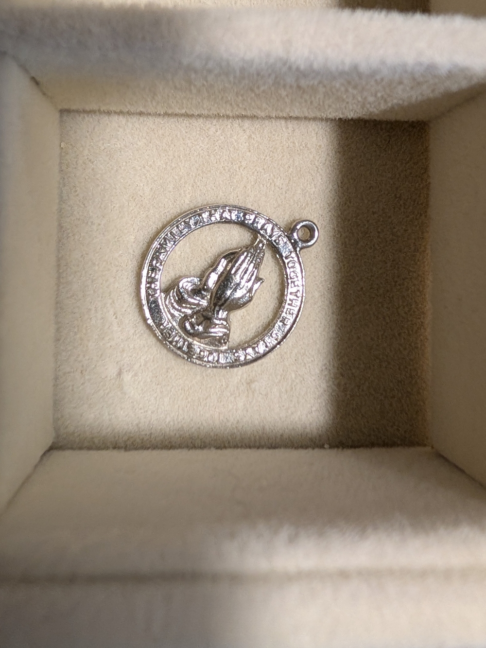 Silver Praying Hands Charm Pendant